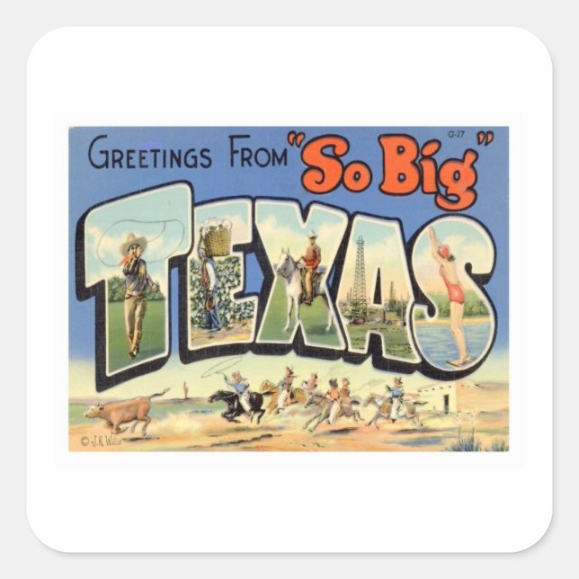 Greetings From Texas Square Sticker (Front)