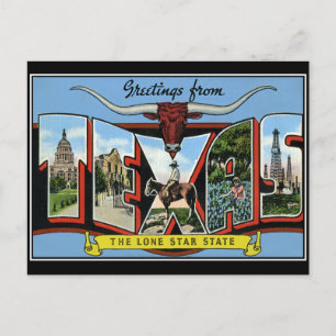 Greetings from Texas Vintage Postcard