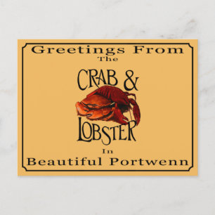 Greetings From The Crab and Lobster Postcard