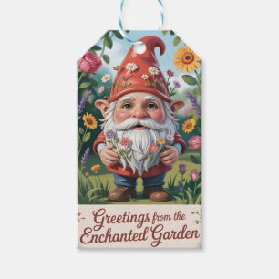 "Greetings from the Enchanted Garden" Gnome Gift Tags