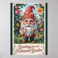 "Greetings from the Enchanted Garden" Gnome