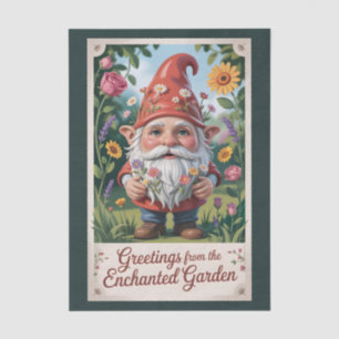 "Greetings from the Enchanted Garden" Gnome Tissue Paper