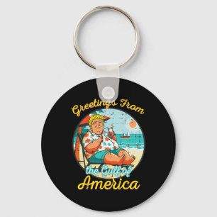 Greetings From The Gulf Of Usa America Beach Funny Keychain