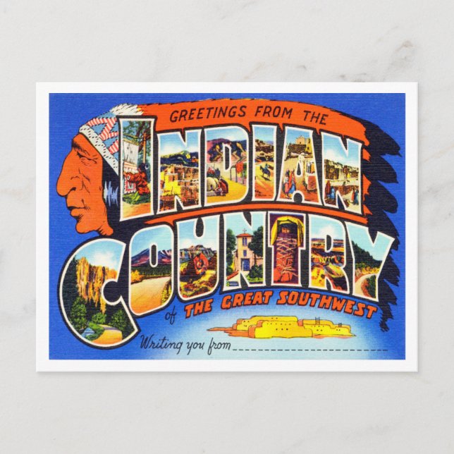 Greetings from The Indian Country Vintage Travel Postcard (Front)