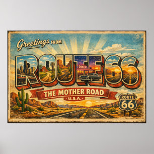 Greetings From The Mother Road Large Letter Poster