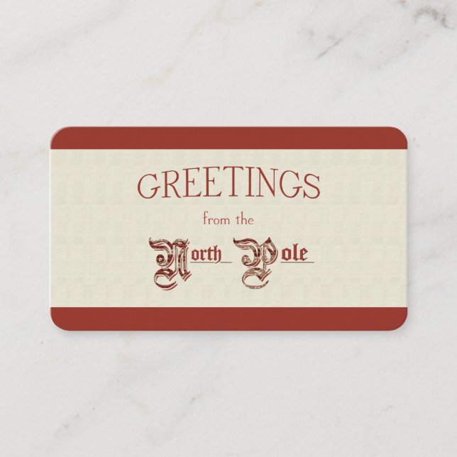 Greetings from the North Pole Business Card (Front)