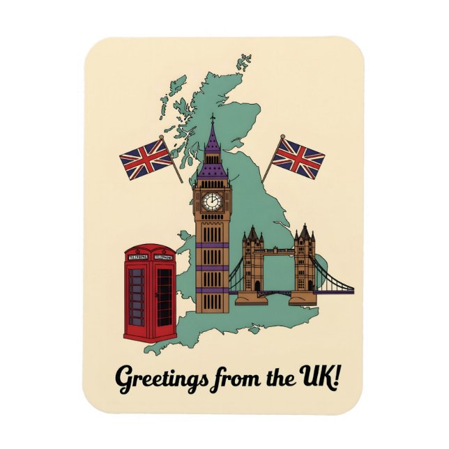 Greetings from the UK British Landmarks Travel Magnet (Vertical)