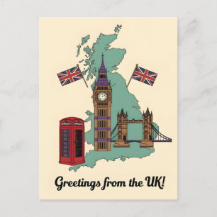 Greetings from the UK British Landmarks Travel Postcard