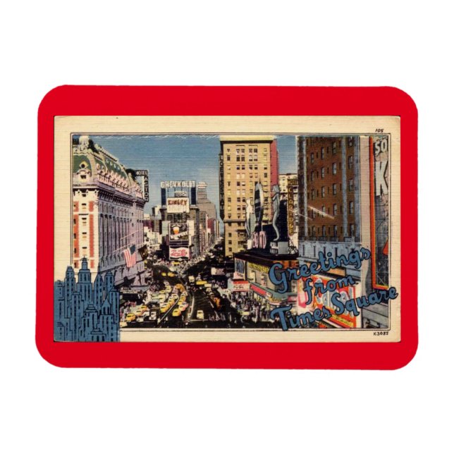 Greetings from Times Square, Vintage  Magnet (Horizontal)