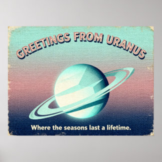 Greetings from Uranus Retro Sci‑Fi Poster