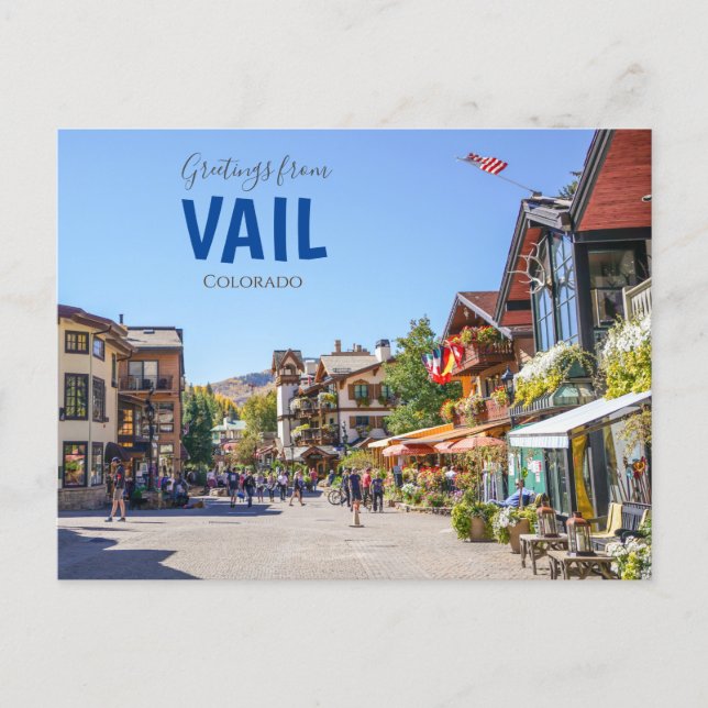 Greetings from Vail Colorado Downtown Postcard (Front)