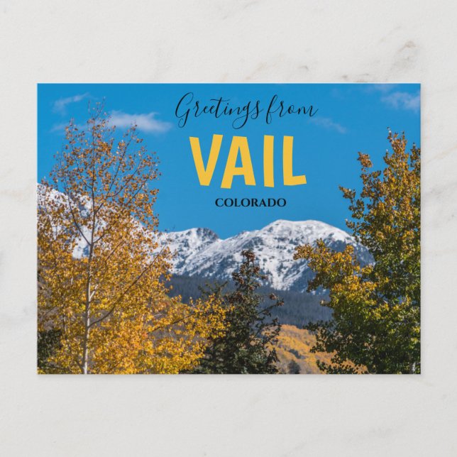 Greetings from Vail Colorado Postcard Mountains (Front)