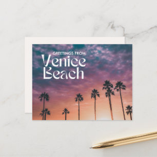Greetings from Venice Beach Sunset Postcard
