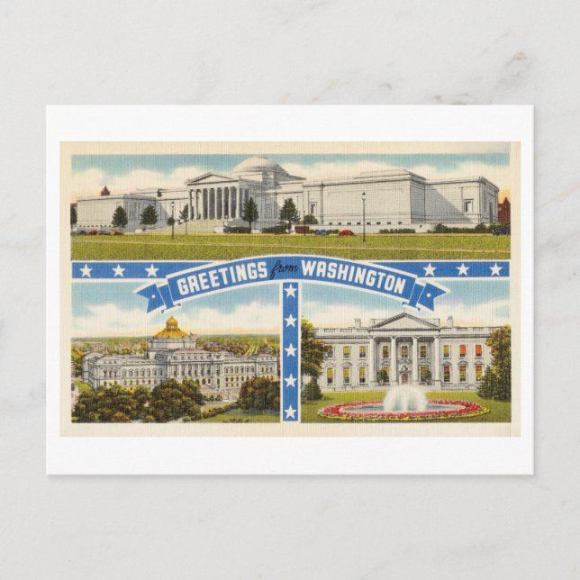 Greetings from Washington DC Vintage Travel Postcard (Front)