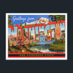 Greetings from Washington, The Evergreen State Postcard<br><div class="desc">Greetings from Washington, The Evergreen State Vintage Travel Postcard</div>