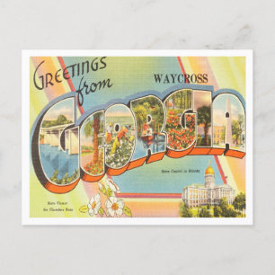 Greetings from Waycross, Georgia Vintage Travel Postcard