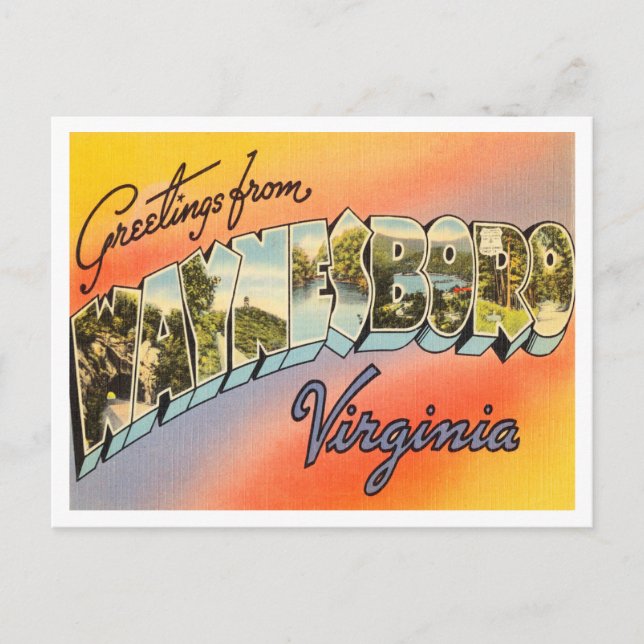 Greetings from Waynesboro, Virginia Vintage Travel Postcard (Front)