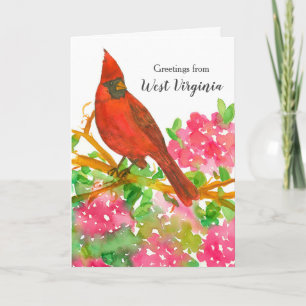 Greetings From West Virginia Cardinal Rhododendron Card