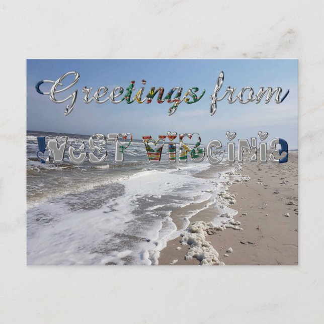 Greetings from West Virginia State Flag USA Heart Postcard (Front)