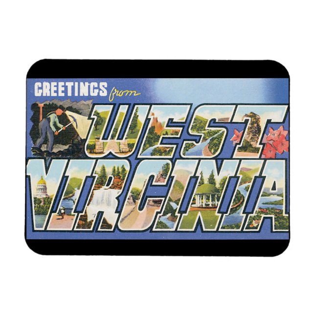 Greetings from West Virginia_Vintage Travel Poster Magnet (Horizontal)