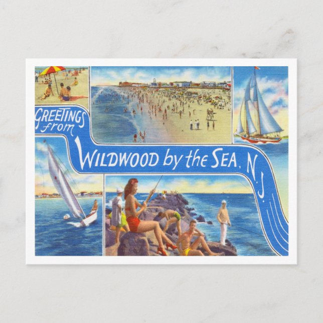 Greetings from Wildwood by the Sea, New Jersey Postcard (Front)