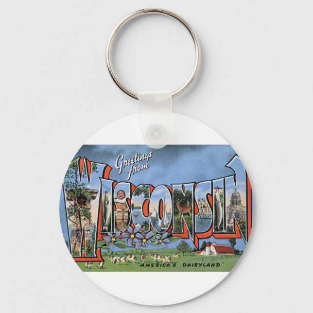 Greetings From Wisconsin Keychain (Front)