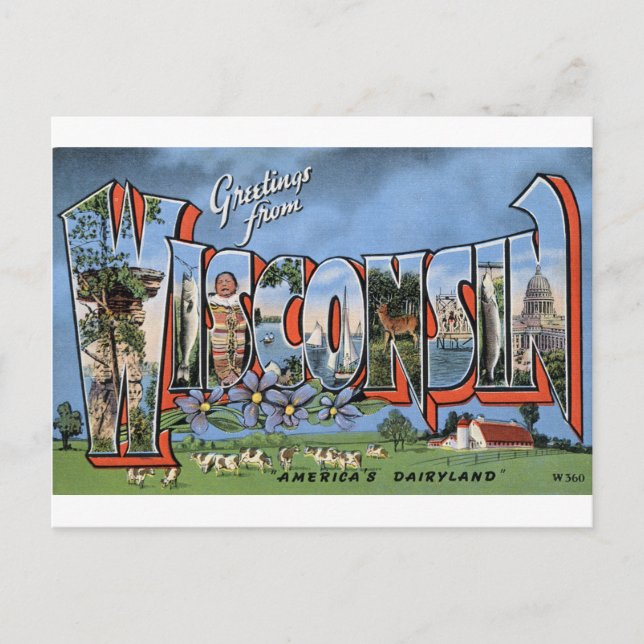 Greetings From Wisconsin Postcard (Front)