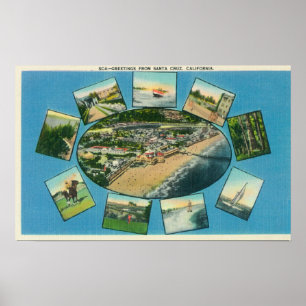 Greetings From with Scenic ViewsSanta Cruz, CA Poster