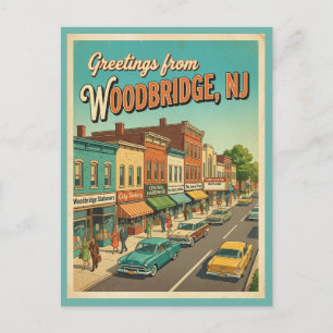 Greetings From Woodbridge NJ Vintage Style Postcard