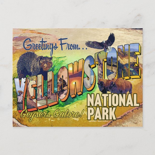Greetings From Yellowstone National Park Postcard (Front)