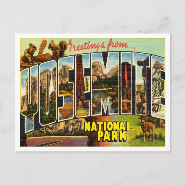 Greetings from Yosemite National Park Travel Postcard (Front)