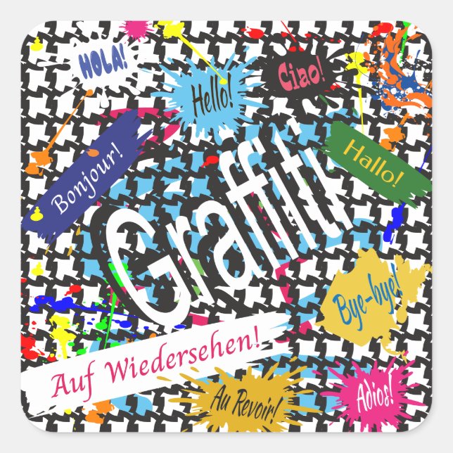 Greetings Graffiti  Square Sticker (Front)