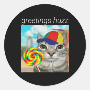 Greetings Huzz Funny Gen Z Gen Alpha Slang Meme Classic Round Sticker