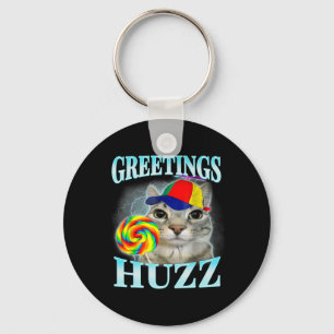 Greetings Huzz Funny Gen Z Gen Alpha Slang Meme Keychain