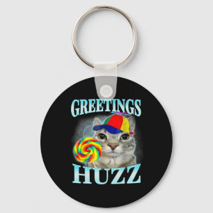 Greetings Huzz Funny Gen Z Gen Alpha Slang Meme Keychain