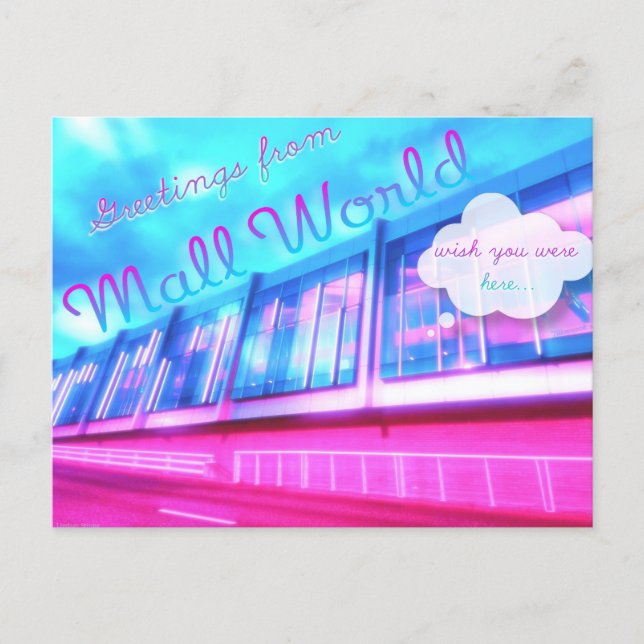 "Greetings" Mall World Postcard  (Front)