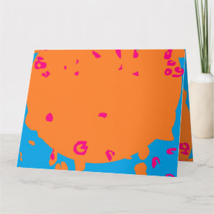 Greetings on baby blue and pale orange hello card