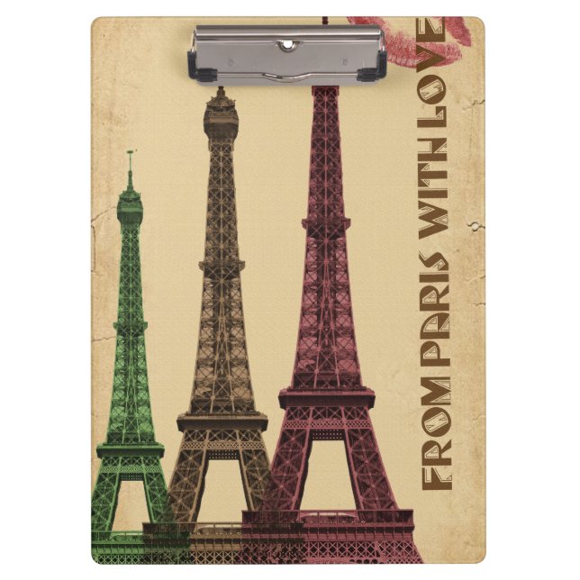 Greetings Paris France Clipboard (Front)