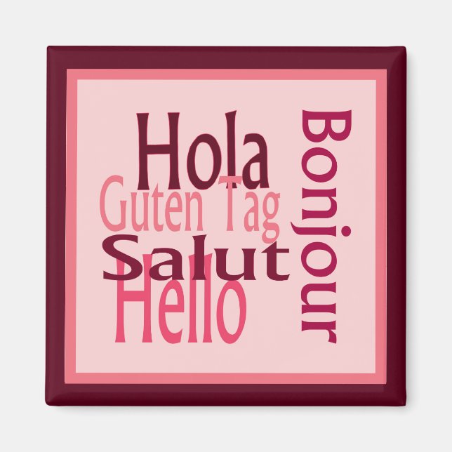 Greetings pink fridge magnet (Front)