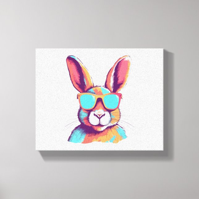 Greg the rabbit with glasses canvas print (Front)