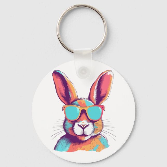 Greg the rabbit with glasses keychain (Front)