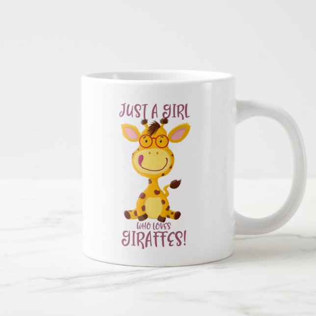 Gregor Giraffe - Just A Girl Who Loves Giraffes! Large Coffee Mug (Right)