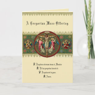 Gregorian Catholic Sympathy Mass Offering Cross Card