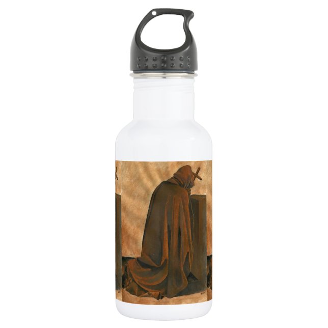 Gregorian Monk In Prayer Wearing Hooded Cassock 532 Ml Water Bottle (Front)