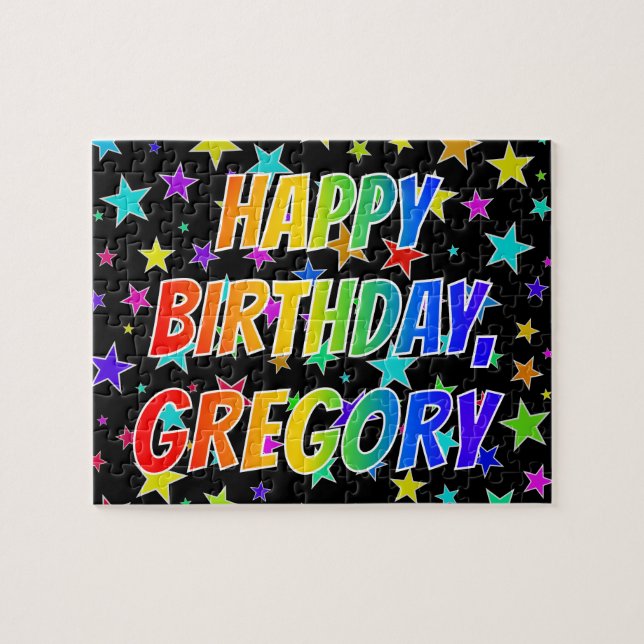 "GREGORY" First Name, Fun "HAPPY BIRTHDAY" Jigsaw Puzzle (Horizontal)