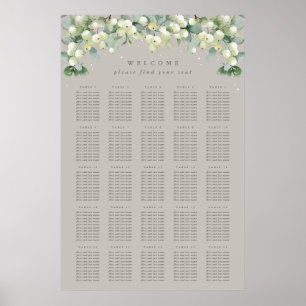 Greige 24x36" 25 Tables of 10 Seating Chart Poster
