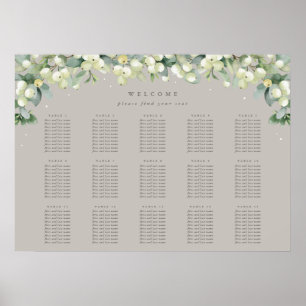 Greige 28x20" 15 Tables of 10 Seating Chart Poster