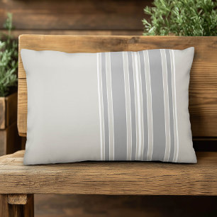 Greige and Grey Stripes Off-Centre Modern #D3CFC7 Decorative Pillow