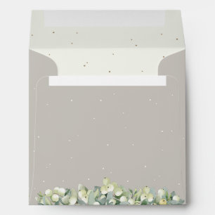 Greige/Cream Inner Snowberry+Eucalyptus Square Envelope