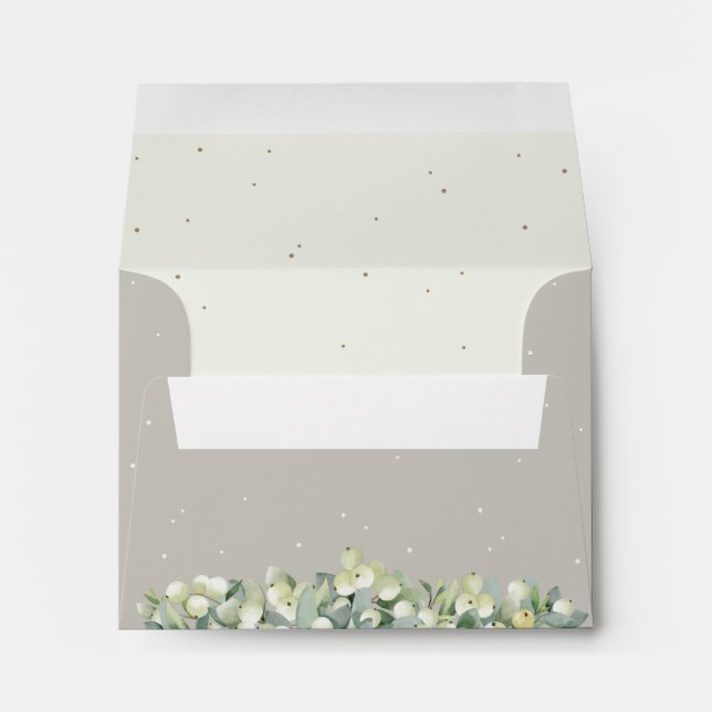 Greige/Cream Inner Snowberry+Eucalyptus Wedding A2 Envelope (Back (Bottom))